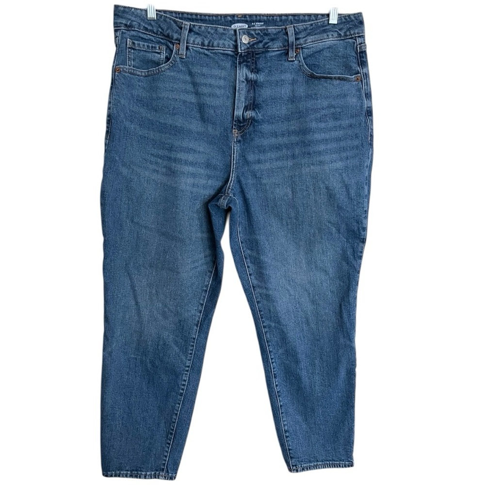 Old Navy O.G. Straight Leg Medium Blue Wash Mom Jeans High Rise Ankle size 18 - Picture 2 of 7